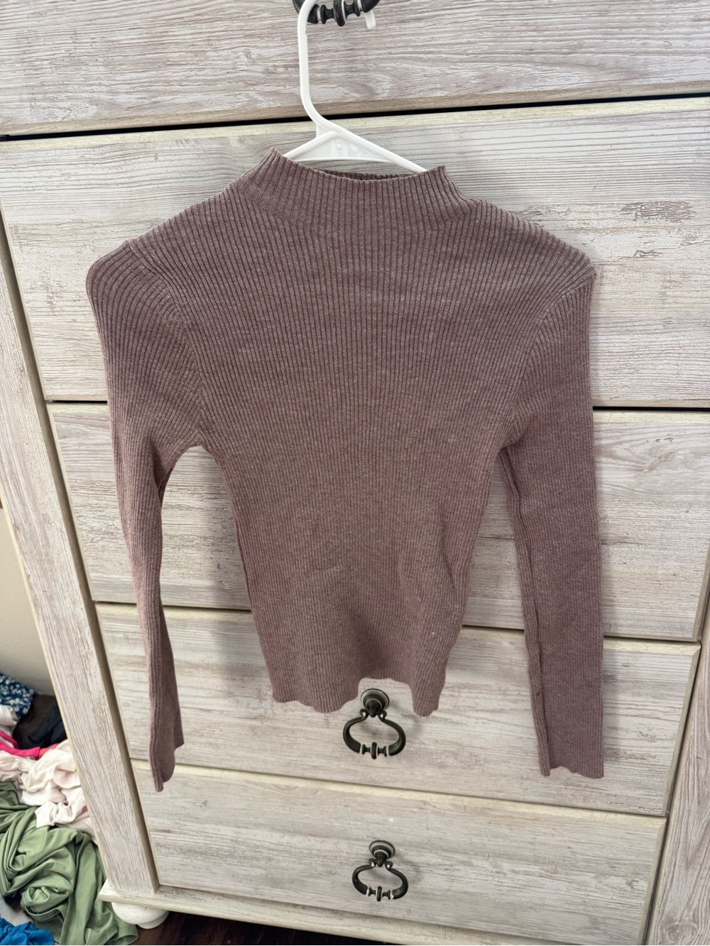 SHEIN Ribbed Mock Neck Sweater — Mauve